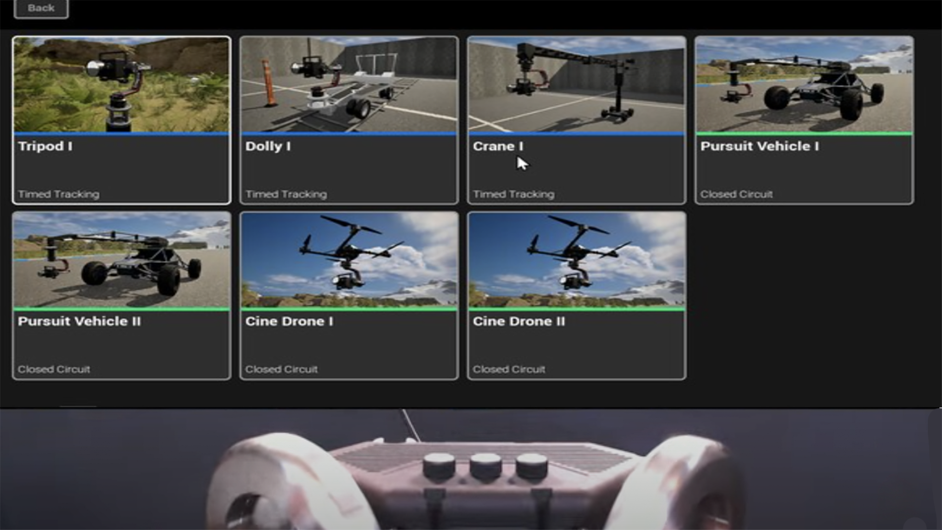 Simulador de cámara Juego para manivelas cinematográficas
